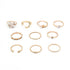 Bohemian Fashion Star Moon Love Pearl Leaf 10 - Piece Ring - Serenity Spaces