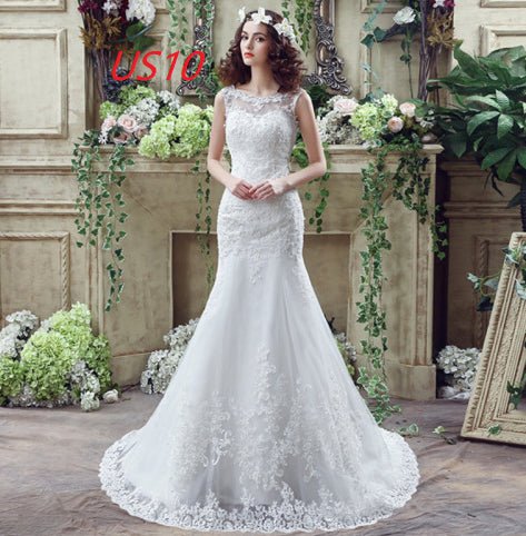 Bride Trailing Wedding Dress Sexy Lace Mermaid Wedding Dress - Serenity Spaces
