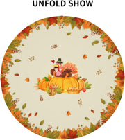 Turkey Festival Happy Thanksgiving Tablecloth, Roast Chicken Tablecloth Autumn Leaves Thanksgiving Decoration round 60 Inch