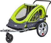 Quick - N - Ez Double Tow behind Bike Trailer for Toddlers, Kids, Converts to Stroller, Jogger, 2 - In - 1 Canopy, Universal Bicycle Coupler, Folding Frame, Multiple Colors - Serenity Spaces