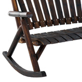 Classic Wooden High - Back Rocker, Carbonized For Garden Serenity & Relaxation, Durable Outdoor Furniture - Serenity Spaces