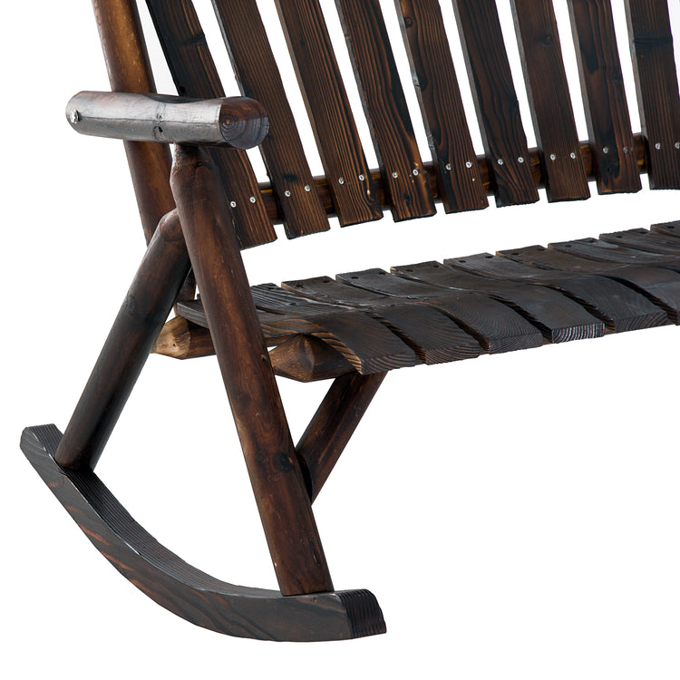 Classic Wooden High - Back Rocker, Carbonized For Garden Serenity & Relaxation, Durable Outdoor Furniture - Serenity Spaces