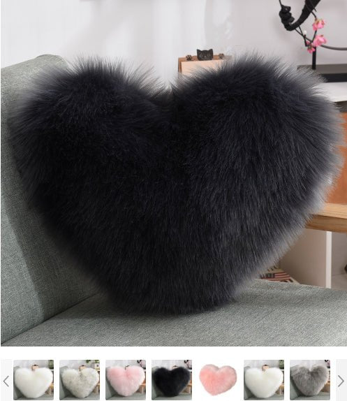 Throw Pillows Heart Shape Long Plush Fluffy Shaggy Cushion Cover Sofa Cushions Decorative Pillow Covers Pillowcase White - Serenity Spaces