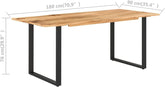 Dining Table with Solid Acacia Wood Table Top and Metal Black Table Leg for Kitchen,Dining Room Home Furniture 70.9"X35.4"X29.9"(Lxwxh) - Serenity Spaces