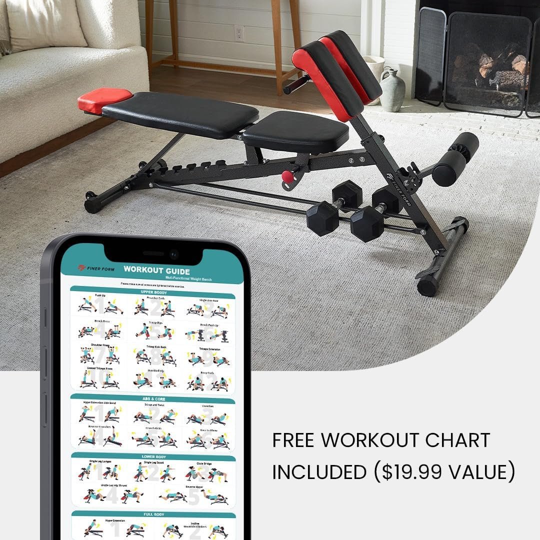 Multi - Functional FID Weight Bench for Full All - In - One Body Workout – Hyper Back Extension, Roman Chair, Adjustable Ab Sit up Bench, Incline Decline Bench, Flat Bench - Serenity Spaces