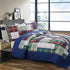 Navy Blue Green Red Plaid 100% Cotton Quilt Bedding Set, Reversible Coverlet, Bedspread (England Patchwork, Queen - 3 Piece) - Serenity Spaces