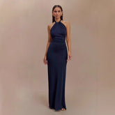 Ins Bodycon Halter Dress Sexy Backless Slim Fit Waist Slimming Maxi Dresses Prom Party Club Clothing For Women - Serenity Spaces