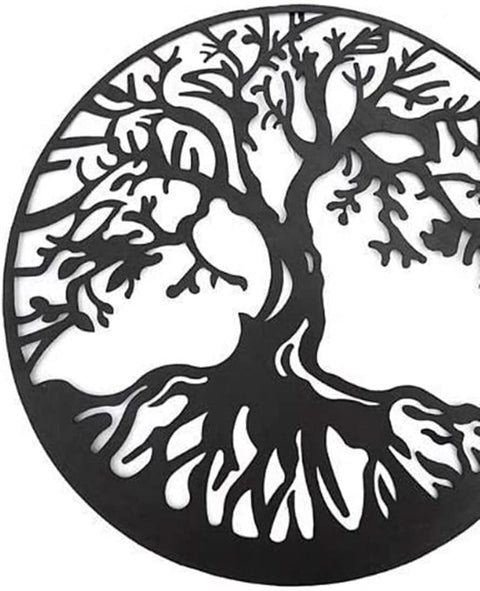 20230 Metal Wall Art Tree Circle of Life round Hanging Sculptures Indoor Living Room Outdoor Garden Patio Decor Black 24 Inch