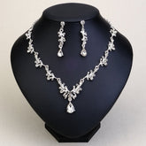 Rhinestone Pearl Earrings And Necklace Set Women - Serenity Spaces