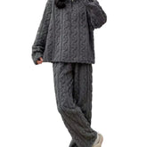 Autumn And Winter Zippered Fleece - lined Thick Coral Pajamas Loungewear Sleepwear - Serenity Spaces