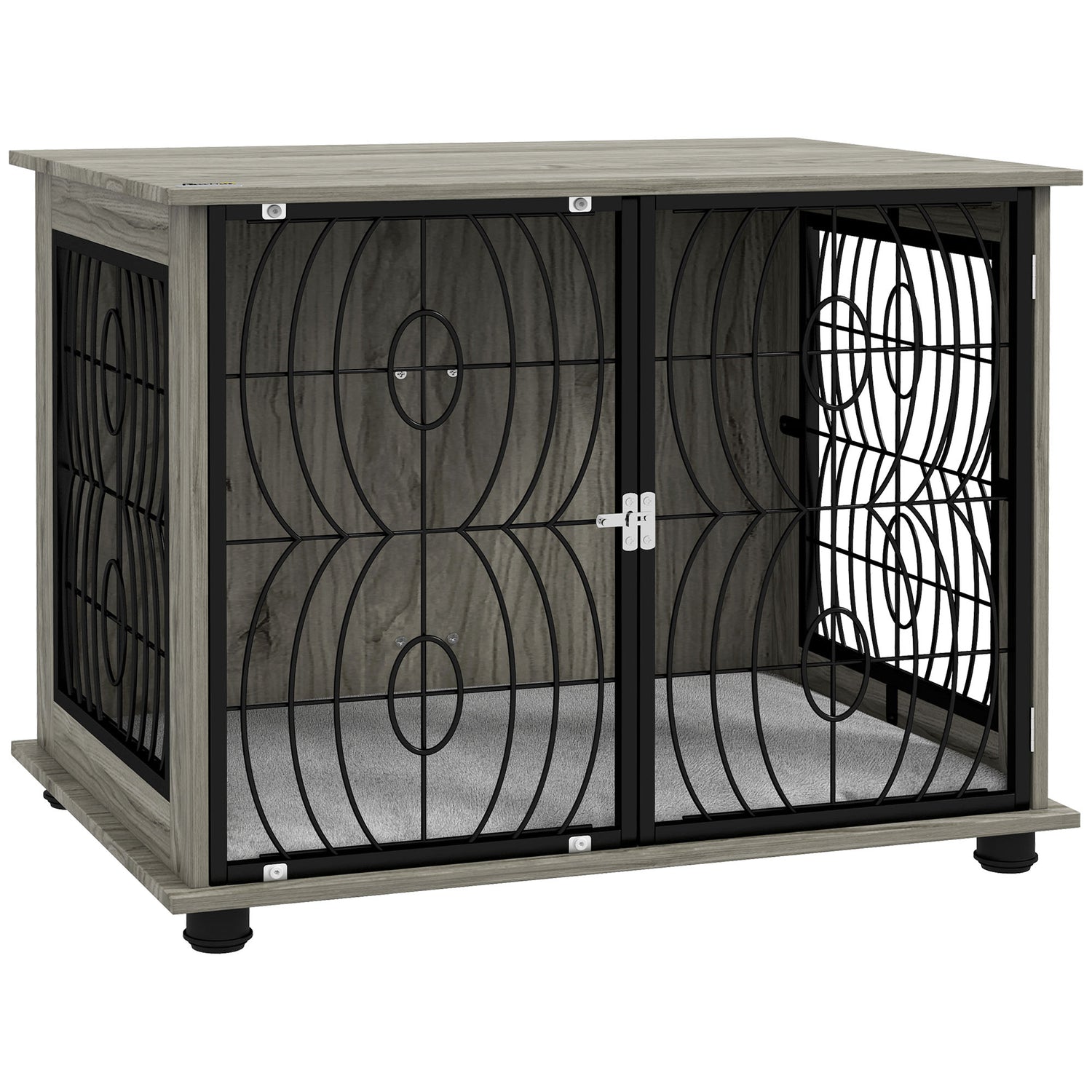 PawHut Indoor Dog Crate Furniture End Table W/ Plush Washable Cushion, Lockable Door, For Medium Dogs - Serenity Spaces