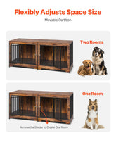Dog Crate Furniture 75 In Indoor Wooden Dog Kennel With Divider And Tray - Serenity Spaces