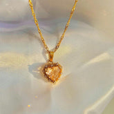 Colorful Rhinestones Heart - shped Necklace Love Gold Clavicle Chain Ins Personalized Jewelry For Women Valentine&