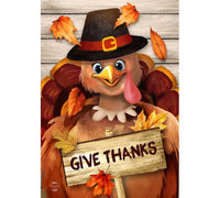 Thankful Turkey Thanksgiving Garden Flag