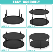 round Coffee Table, 36" Rustic Wooden Surface Top & Sturdy Metal Legs Industrial Sofa Table for Living Room Modern Design Home Furniture with Storage Open Shelf (Black Oak)