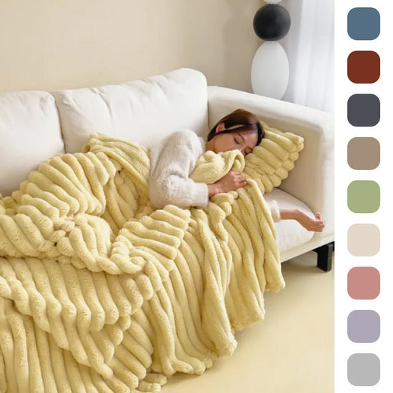 Soft Wind Bubble Velvet Blanket Warm Solid Rabbit Fur Blankets Double - sided Thickening Cover Throw Warm Fur Blanket - Serenity Spaces