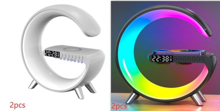 New Intelligent G Shaped LED Lamp Bluetooth Speake Wireless Charger Atmosphere Lamp App Control For Bedroom Home Decor - Serenity Spaces