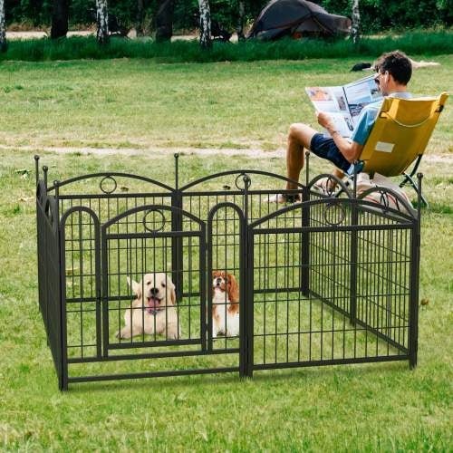 Dog Playpen Indoor 24 Inch 8 Panel Metal Dog Playpen - Serenity Spaces