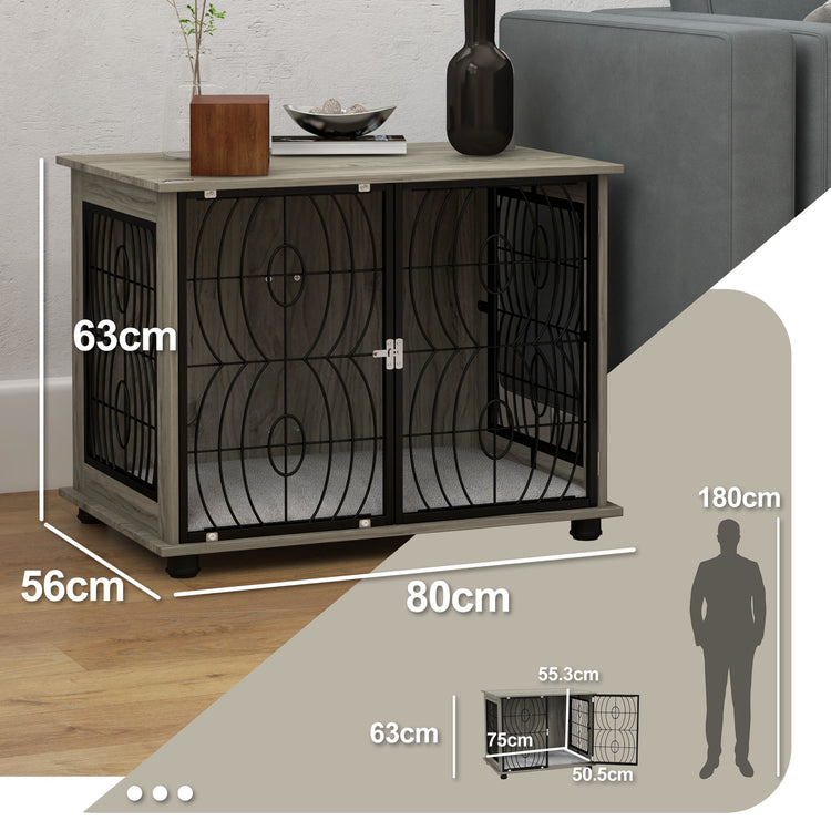 PawHut Indoor Dog Crate Furniture End Table W/ Plush Washable Cushion, Lockable Door, For Medium Dogs - Serenity Spaces