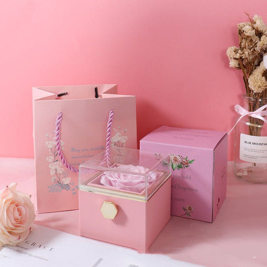 Fashion Acrylic Rotating Rose Jewelry Box - Serenity Spaces