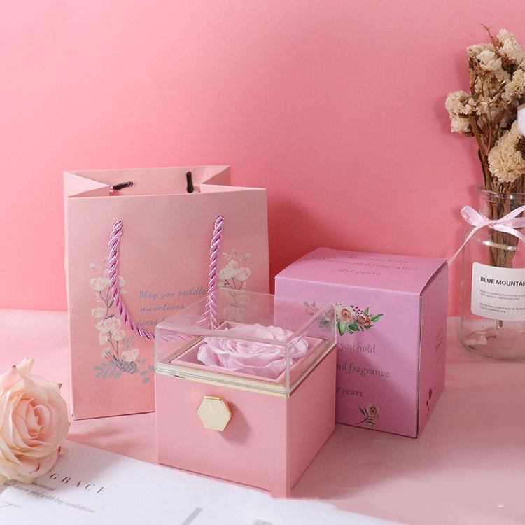 Fashion Acrylic Rotating Rose Jewelry Box - Serenity Spaces