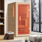 1 Person Infrared Sauna,Home Dry Sauna, Indoor Spa Room, 120V, Detox & Muscle Relaxation - Serenity Spaces