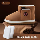 Electric Heating Shoes Rechargeable Foot Warmer Heating Home Shoes Winter Warm Temperature Regulating Cotton Shoes - Serenity Spaces
