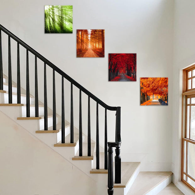 Nature Canvas Wall Art Bathroom Wall Art Decor Tree of Life Wall Art for Living Room, Bedroom Wall Pictures Kitchen Wall Art Prints Modern Fall Wall Art Set, Landscape Artwork 12" X 12"