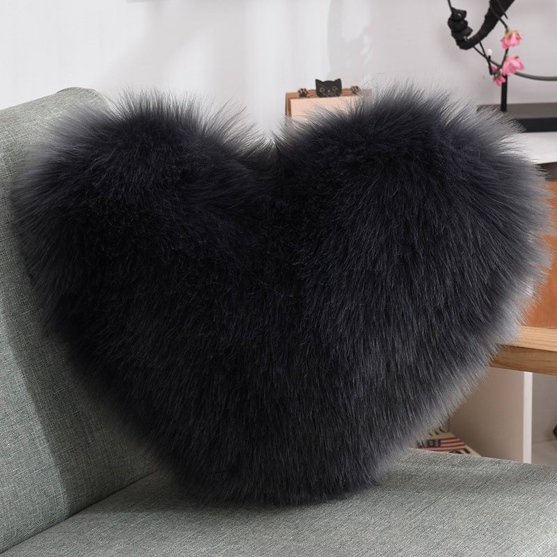 Throw Pillows Heart Shape Long Plush Fluffy Shaggy Cushion Cover Sofa Cushions Decorative Pillow Covers Pillowcase White - Serenity Spaces