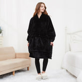 USB Heated Wearable Blanket Oversized Lazy Hoodie With Large Heating Area Back Cozy Warm Sherpa Hoodie Blanket No Battery Pack - Serenity Spaces