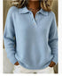 Printed Lapel Sweater Fashion Casual Long - sleeved Button Pullover Top Knitted Clothing For Women - Serenity Spaces
