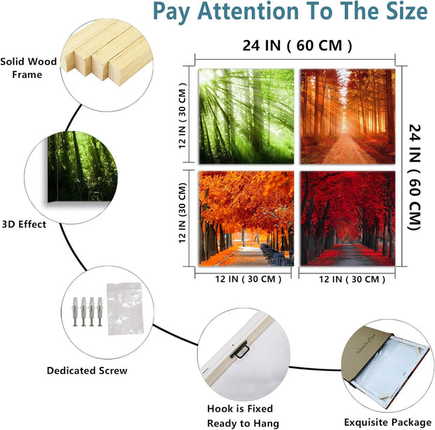 Nature Canvas Wall Art Bathroom Wall Art Decor Tree of Life Wall Art for Living Room, Bedroom Wall Pictures Kitchen Wall Art Prints Modern Fall Wall Art Set, Landscape Artwork 12" X 12"