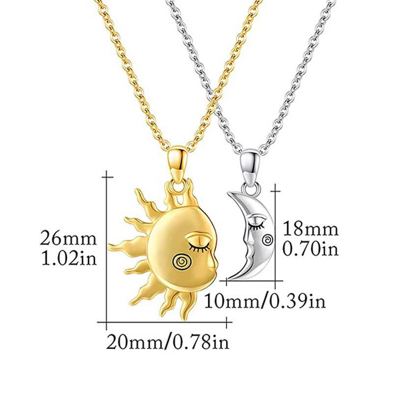 18K Golden Magnetic Sun Star Necklace Fashion Personality Couple Pendant Necklace Valentine&