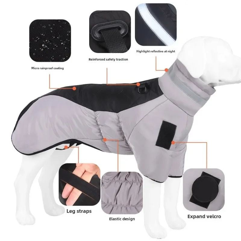 Waterproof Large Dog Jacket Warm Dog Clothes Winter Coat French Dog Reflective Dog Cold Weather Coats Pet Snow Jacket - Serenity Spaces