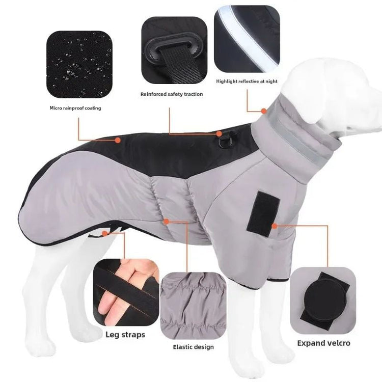 Waterproof Large Dog Jacket Warm Dog Clothes Winter Coat French Dog Reflective Dog Cold Weather Coats Pet Snow Jacket - Serenity Spaces
