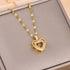 Double - layer Love Necklace With Rhinestones Titanium Steel Pendant Fashion Jewelry Woman Valentines Day Gift - Serenity Spaces