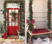 Christmas Garland 6 FT Artificial Cedar Pine Garland Realistic Winter Greenery with Red Berries Garland for Christmas Party Xmas Table Mantle Wall Room Outdoor Indoor Winter Decoration