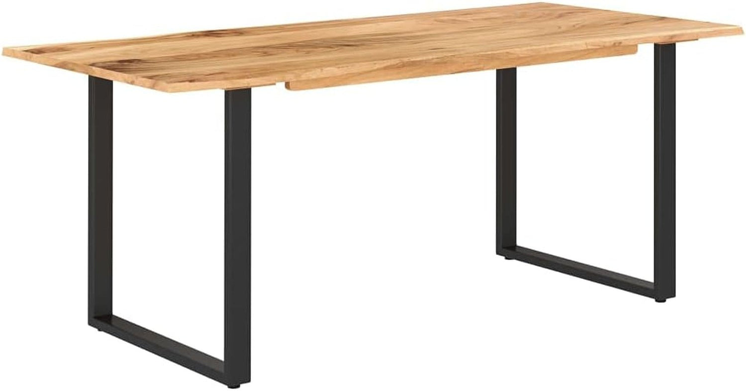 Dining Table with Solid Acacia Wood Table Top and Metal Black Table Leg for Kitchen,Dining Room Home Furniture 70.9"X35.4"X29.9"(Lxwxh) - Serenity Spaces