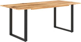 Dining Table with Solid Acacia Wood Table Top and Metal Black Table Leg for Kitchen,Dining Room Home Furniture 70.9"X35.4"X29.9"(Lxwxh) - Serenity Spaces