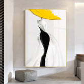Modern Sexy Woman Yellow Hat Handmade Canvas Oil Painting Abstract Nordic Luxury Artwork Posters Living Room Canvas Wall Aesthetic Home Decor - Serenity Spaces