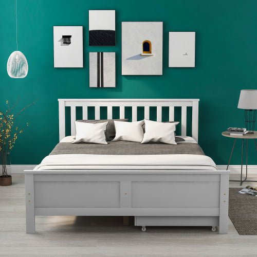 Wooden Solid White Pine Storage Bed With Drawers Bed Furniture Frame For Adults, Kids, Teenagers 4ft6 Double White 190x135cm - Serenity Spaces