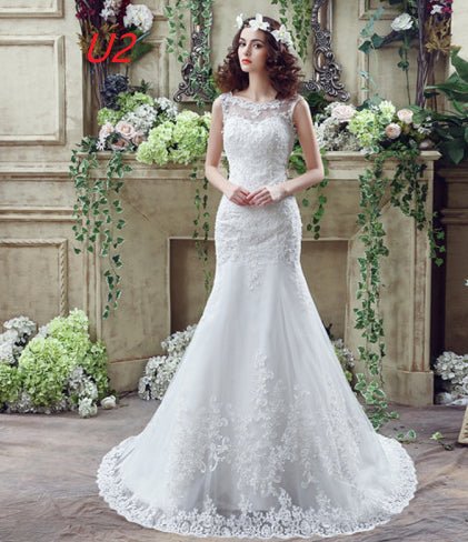 Bride Trailing Wedding Dress Sexy Lace Mermaid Wedding Dress - Serenity Spaces