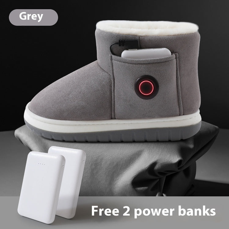 Electric Heating Shoes Rechargeable Foot Warmer Heating Home Shoes Winter Warm Temperature Regulating Cotton Shoes - Serenity Spaces