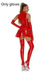 Patent PU Leather Mirror Lingerie Women Tight One Piece Dress - Serenity Spaces