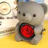 Eternal Rose Teddy Bear Gifts Box With Necklace Rotate Rose Jewelry Box Valentine Wedding Storage Gift Case For Women Girlfriend - Serenity Spaces