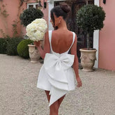 Fashion Big - Bowed Pearls Backless Dress Summer Slim Sleeveless A - line Dresses For Party Evening Women&