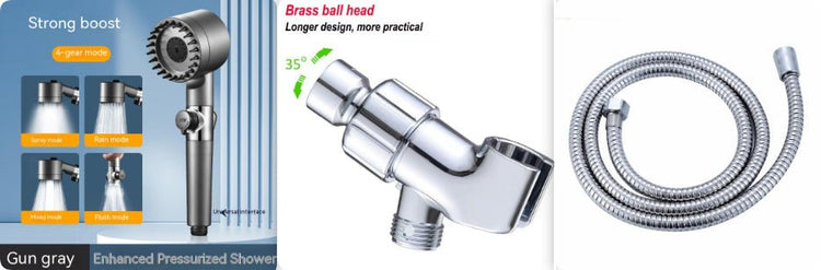 The Third Gear Adjustable Strong Supercharged Shower Head Household Bath Shower Hose Shower Head - Serenity Spaces