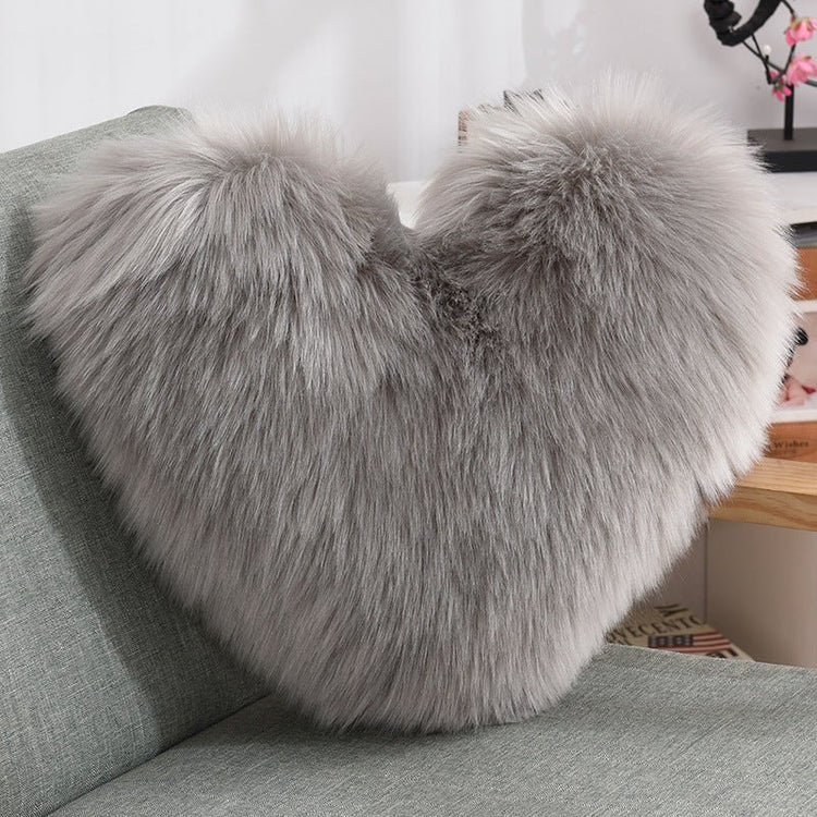 Throw Pillows Heart Shape Long Plush Fluffy Shaggy Cushion Cover Sofa Cushions Decorative Pillow Covers Pillowcase White - Serenity Spaces