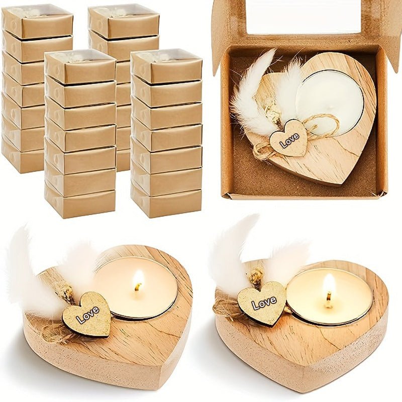 Wooden Love Candle With Dried Flowers - Serenity Spaces