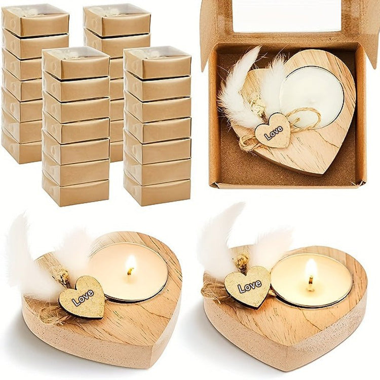 Wooden Love Candle With Dried Flowers - Serenity Spaces
